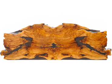Einzigartiger Tisch mit gespiegeltem Olivenholz 210x70x5,5 cm eine selten schöne Handwerkskunst