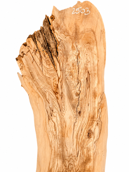 Preview: Olivenholz Bohle 165 cm – Rohware aus 400 Jahre altem Baum massiv trocken - 2503