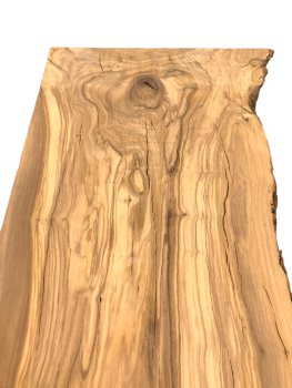 Fertiges Rivertable Set aus zwei charaktervollen Olivenholz Brettern, ideal für kreative Tischprojekte