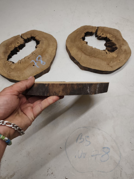 3er Set TROCKENE OLIVENHOLZ BAUMSCHEIBEN mit Loch für Epoxidharz Projekte Nr. 78
