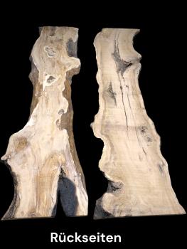Rivertable Set aus zwei charaktervollen Olivenholzbrettern, perfekt für kreative Projekte und individuelle Gestaltung.