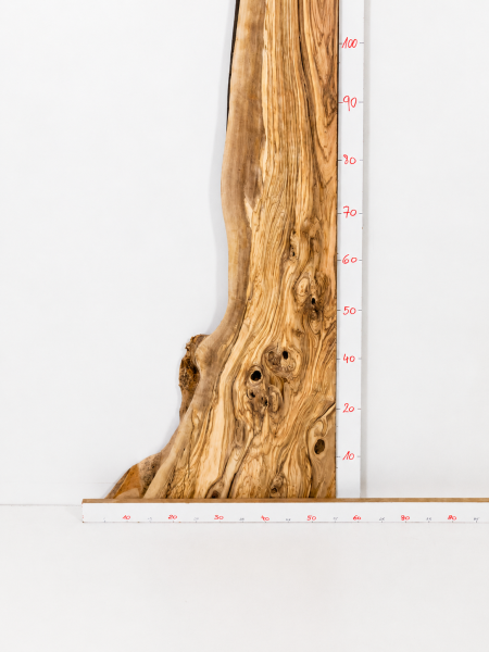Olivenhoz Thekenplatte für EPOXIDHARZ 199,7 x 18,5–54,5 x 2,9 cm – Trockenes Olivenholz Rohware Halber River - B556