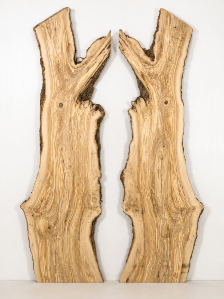 XXL Olivenholzbohlen 2er Set 203 x 120 x 4,3 cm – Trockenes Olivenholz Rohware XXL Tischplatten - B607