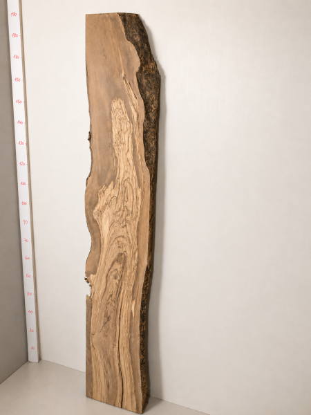 Großes zugeschnittenes Olivenholzbrett 187,5 x 23–34,7 x 3,1 cm – Trockenes Olivenholz Rohware besäumt & rechtwinklig - B625