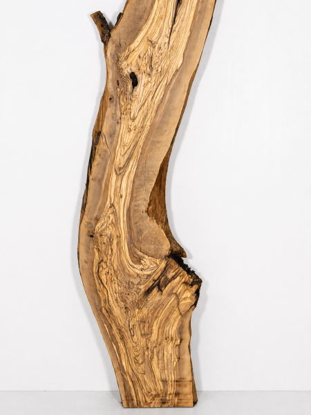 Preview: Olivenholzbohle 207,5–213 x 24–64 x 4 cm – Trockenes Olivenholz Rohware Baumoptik - B643