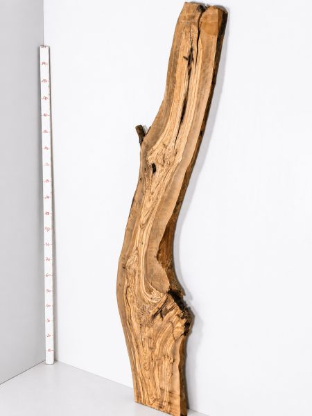 Preview: Olivenholzbohle 207,5–213 x 24–64 x 4 cm – Trockenes Olivenholz Rohware Baumoptik - B643