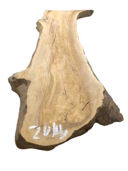 Olivenholzbohle Kunstvolle und stabile Bohle mit natürlicher Form und auslaufender Seite – ein wahres Naturkunstwerk.