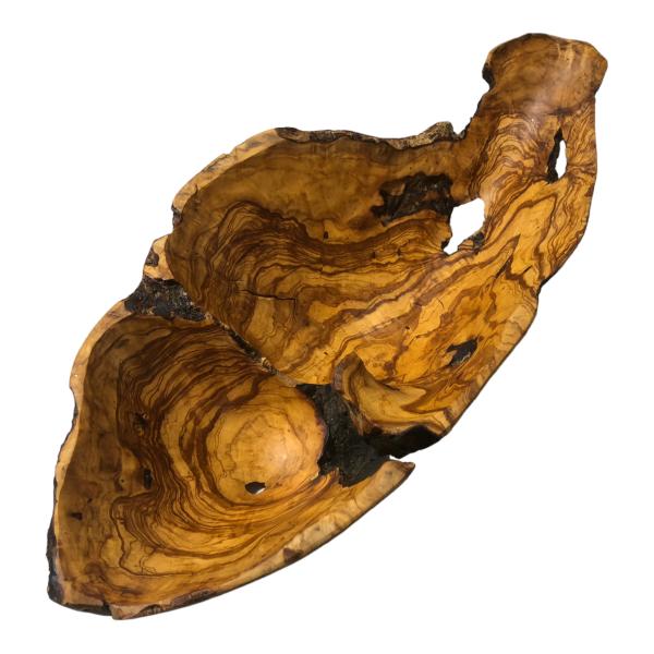 Rustikale Olivenholzschale – Intensive Maserung und wilder Charakter Ideal zur stilvollen Aufbewahrung von Obst und Gemüse.