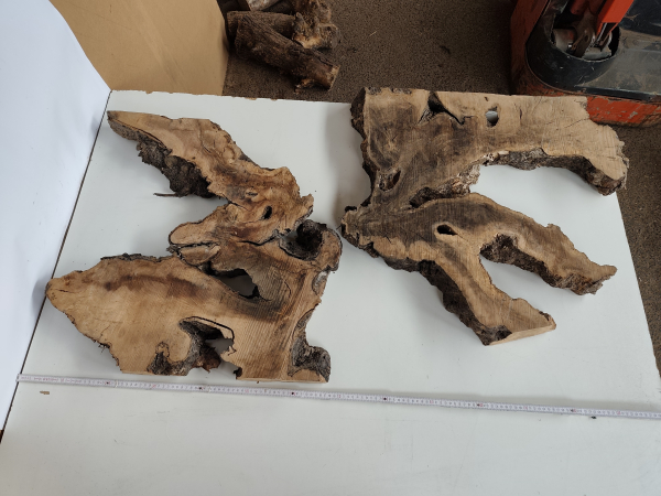 2 große Olivenbaum Wurzeln - Olivenholz für 140x80x5-6-cm Tisch mit Epoxidharz W3
