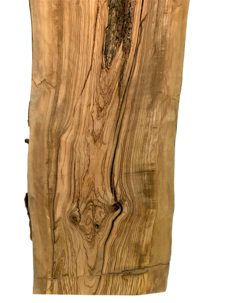Sehr große Olivenholz Bohle mit fantastischer Maserung – ideal für Möbelstücke und kreative Holzarbeiten, aus einem 400 Jahre alten Baum.