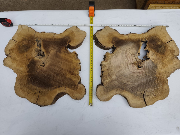 2 Olivenholz Baumscheiben Zwillinge 40x50x3cm TROCKEN