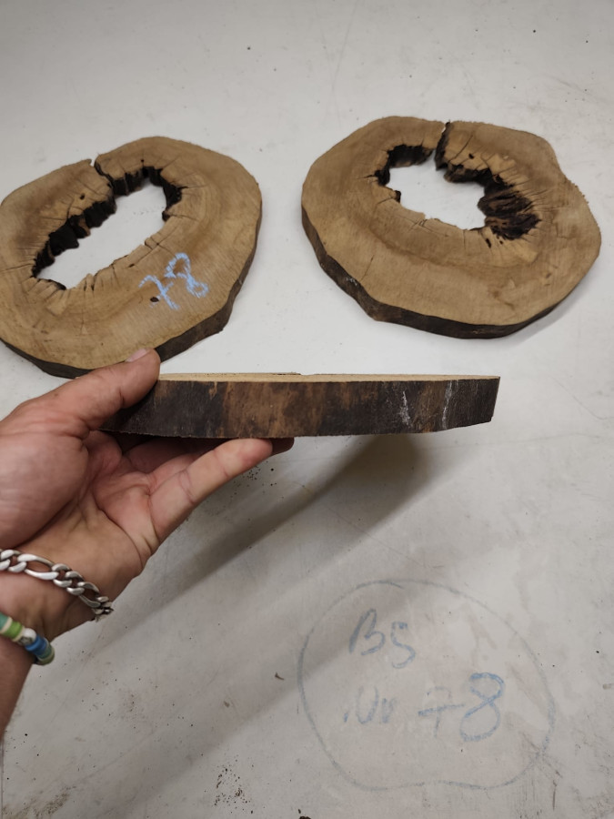 3er Set TROCKENE OLIVENHOLZ BAUMSCHEIBEN mit Loch für Epoxidharz Projekte Nr. 78