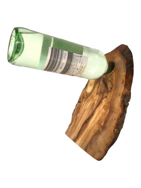 Handgefertigter Weinflaschenhalter aus Olivenholz für 0,75-Liter-Flaschen, elegantes und einzigartiges Design