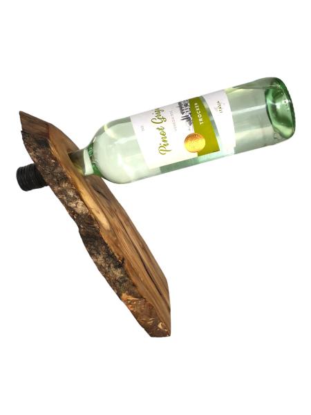 Handgefertigter Weinflaschenhalter aus Olivenholz für 0,75-Liter-Flaschen, elegantes und einzigartiges Design