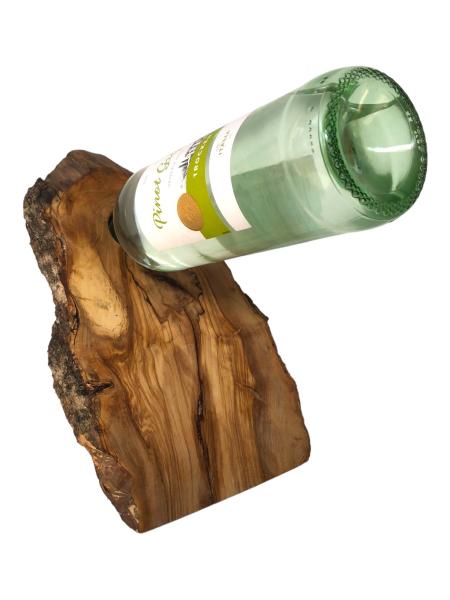 Handgefertigter Weinflaschenhalter aus Olivenholz für 0,75-Liter-Flaschen, elegantes und einzigartiges Design