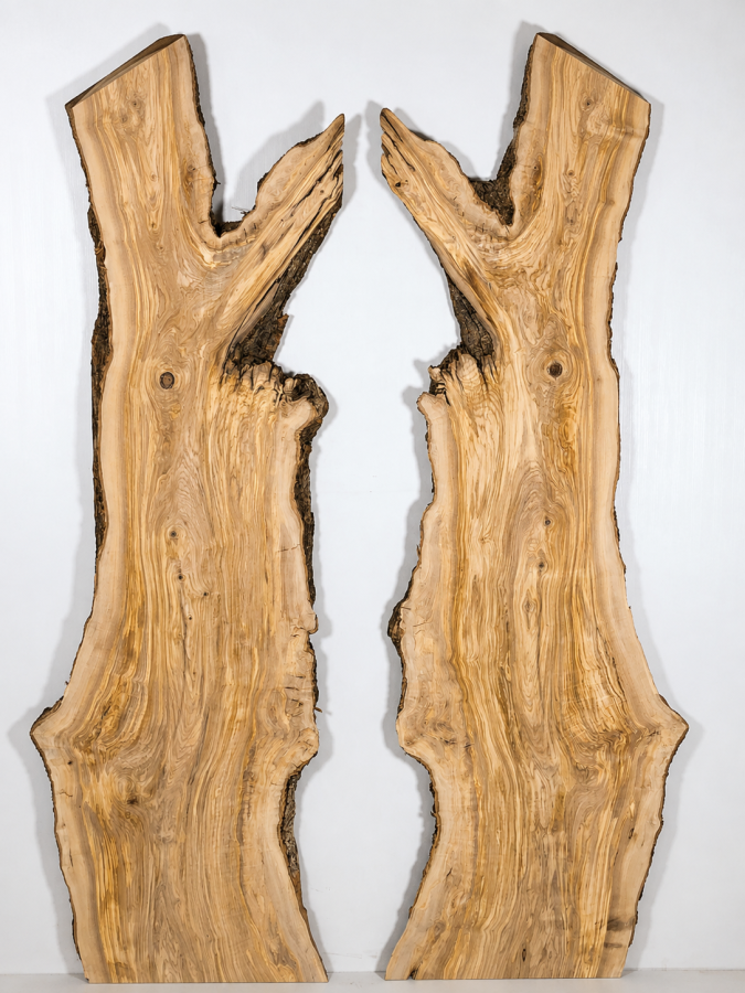 XXL Olivenholzbohlen 2er Set 203 x 120 x 4,3 cm – Trockenes Olivenholz Rohware XXL Tischplatten - B607