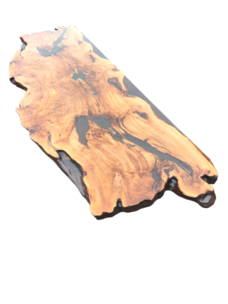 Einzigartiger Tisch mit gespiegeltem Olivenholz 210x70x5,5 cm eine selten schöne Handwerkskunst