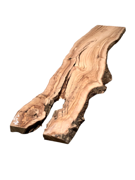 197 cm Olivenholz Bohle mit Löchern und Rissen - ideal für Epoxidharz-Projekte u.V.m. Nr. 1202